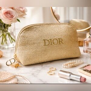 Authentic Dior Gold Cosmetic Travel Bag 2024 Holiday Edition